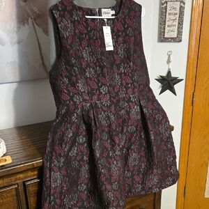 Black And Plum Floral Sleeveless Dress